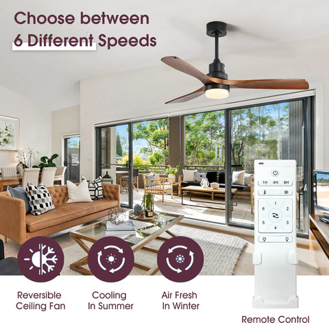 Misty Valley 52in. Ceiling Fan Light With 6 Speed Remote Reversible Energy-saving DC Motor