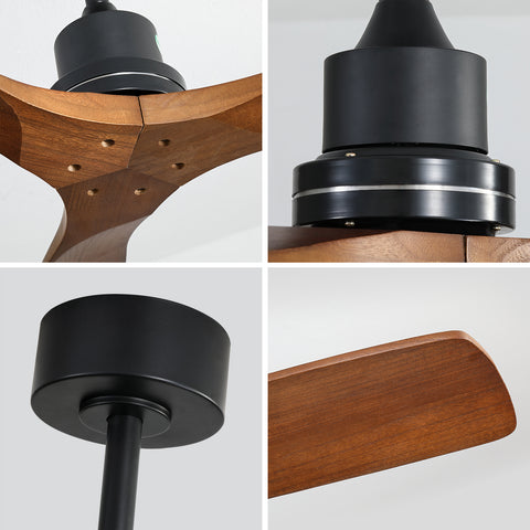 Misty Valley 52in. Outdoor Farmhouse Ceiling Fan with Remote Carved Wood Fan Blade Reversible Motor