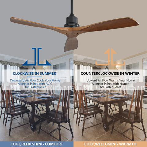 Misty Valley 52in. Outdoor Farmhouse Ceiling Fan with Remote Carved Wood Fan Blade Reversible Motor