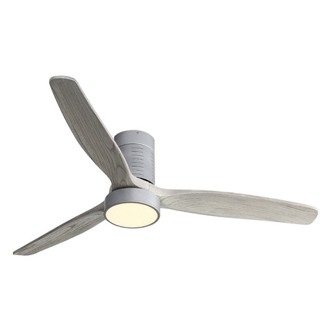 Misty Valley 52in. Sold Wood Taupe Indoor Low Profile Remote Control LED Ceiling Fan with Light