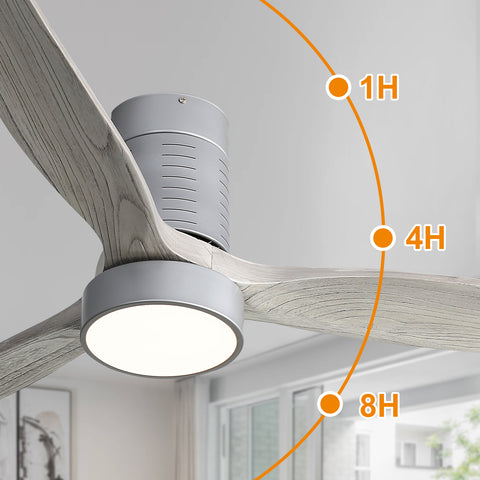 Misty Valley 52in. Sold Wood Taupe Indoor Low Profile Remote Control LED Ceiling Fan with Light