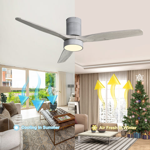 Misty Valley 52in. Sold Wood Taupe Indoor Low Profile Remote Control LED Ceiling Fan with Light