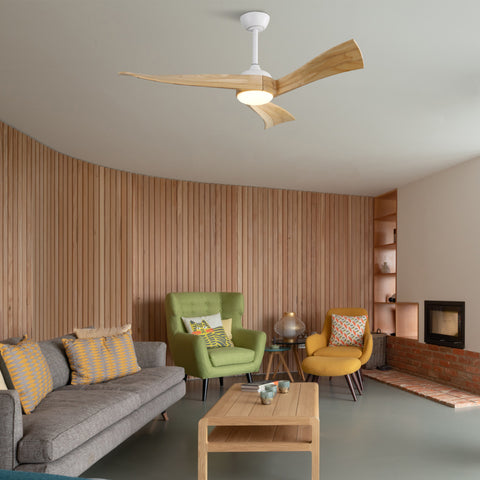 Misty Valley 52in. Modern Matt White Ceiling Fan with Light, Energy-saving,Remote Control,DC Motor