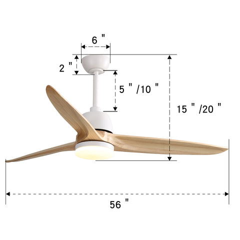 Misty Valley 56in. Modern White Ceiling Fan Light With 6 Speed Remote Energy-saving DC Motor