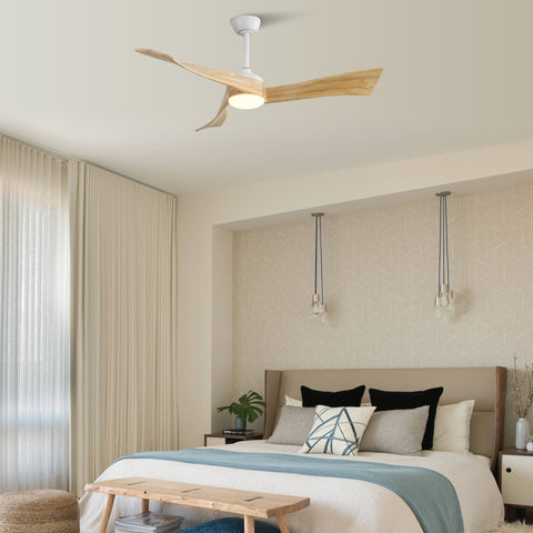 Misty Valley 52in. Modern Matt White Ceiling Fan with Light, Energy-saving,Remote Control,DC Motor