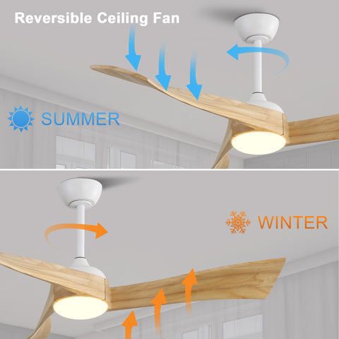 Misty Valley 52in. Modern Matt White Ceiling Fan with Light, Energy-saving,Remote Control,DC Motor