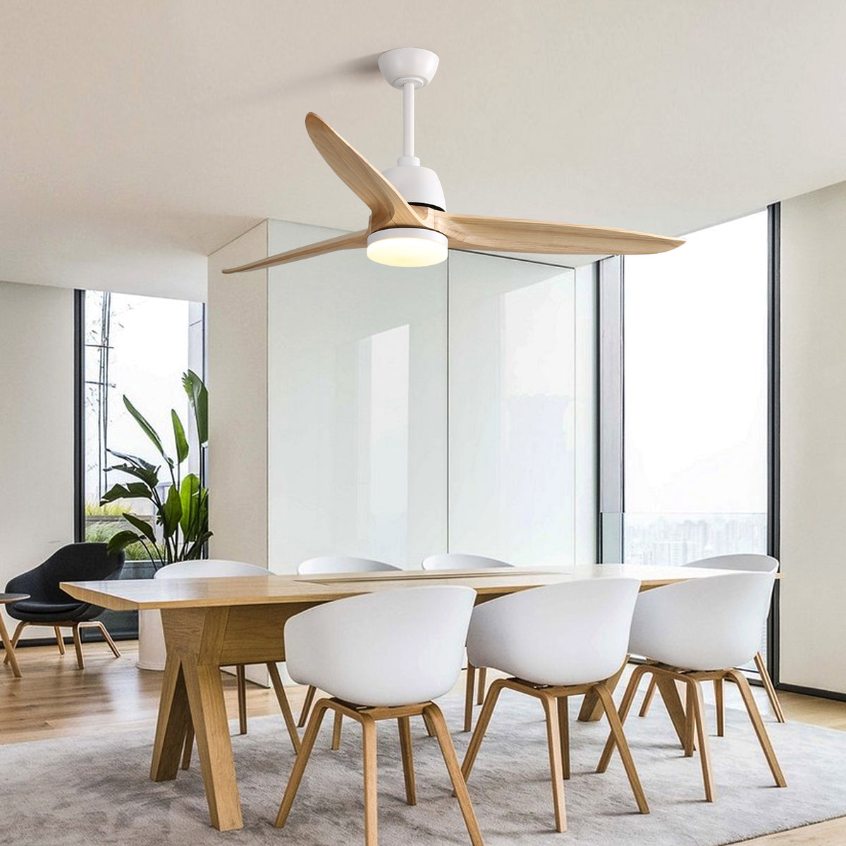 Misty Valley 56in. Modern White Ceiling Fan Light With 6 Speed Remote Energy-saving DC Motor