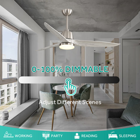 Misty Valley 56in. Brushed Nickel Ceiling Fan Light With 6 Speed Remote Energy-saving DC Motor