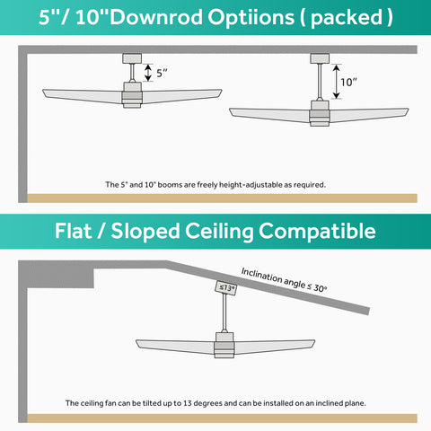 Misty Valley 56in. Brushed Nickel Ceiling Fan Light With 6 Speed Remote Energy-saving DC Motor