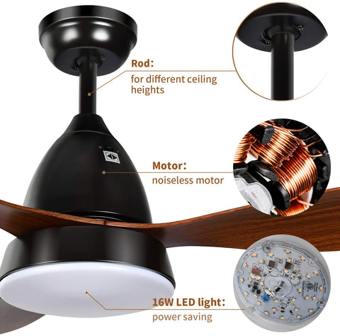 Misty Valley 52in. Ceiling Fan with LED Light, Remote Control Ceiling Fan for Living Room,Bedroom