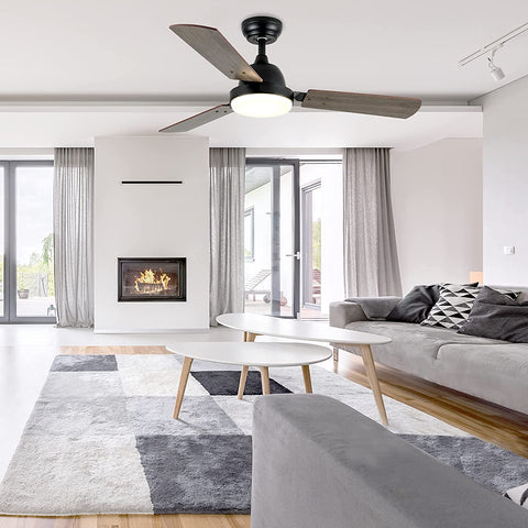 Misty Valley Simple Deluxe 44in. Modern Reversible Ceiling Fan with LED Light and Remote Control, 6-Speed Modes, Time