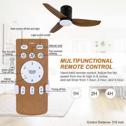 Misty Valley Simple Deluxe 40in. Ceiling Fan with LED Light and Remote Control, 6-Speed Modes, 2 Rotating Modes , Timer