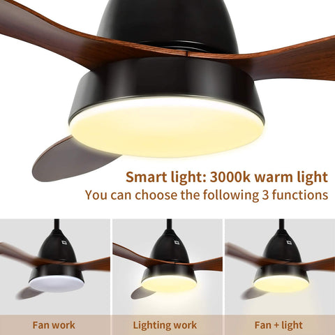 Misty Valley 52in. Ceiling Fan with LED Light, Remote Control Ceiling Fan for Living Room,Bedroom
