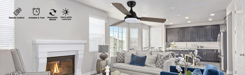 Misty Valley Simple Deluxe 44in. Modern Reversible Ceiling Fan with LED Light and Remote Control, 6-Speed Modes, Time
