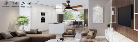 Misty Valley 44in. Modern Ceiling Fan with LED Light and Remote Control, 6-Speed Modes, Timer