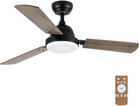 Misty Valley Simple Deluxe 44in. Modern Reversible Ceiling Fan with LED Light and Remote Control, 6-Speed Modes, Time