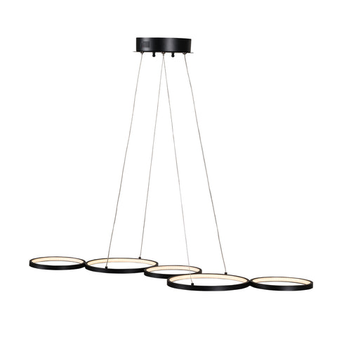 Misty Valley LED Flush Mount Ceiling Light,Black Chandelier 7 Rings Pendant Lighting for Bedroom,Dining Room Living,Room