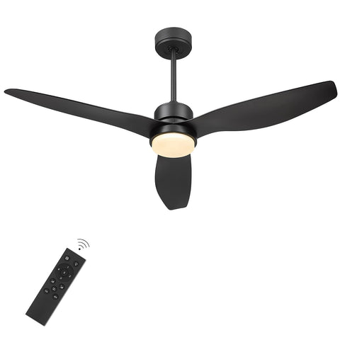 Misty Valley Modern Black Solid Wood LED Standard Ceiling Fan with Light,Remote Control