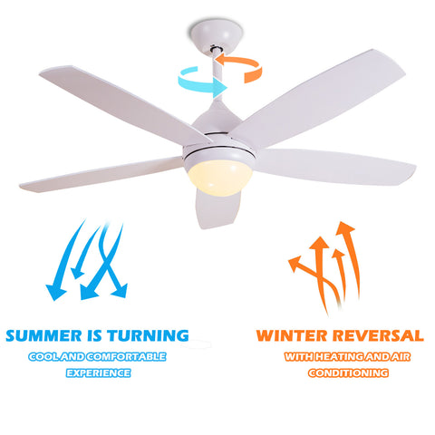 Misty Valley 52in. White Quiet DC Motor Ceiling Fan and Light,  Modern 6-Speed Remote Control Ceiling Fan