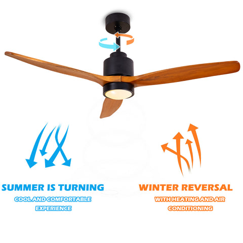 Misty Valley 52in. Solid Wood Modern Ceiling Fans with Light,Outdoor Ceiling Fan for Patios, 6 Speeds Ceiling Fan for Living,Bedroom