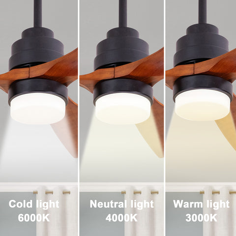 Misty Valley 52in. Solid Wood Ceiling Fan with Light, Brown Noiseless Reversible Motor for Living room, Bedroom,