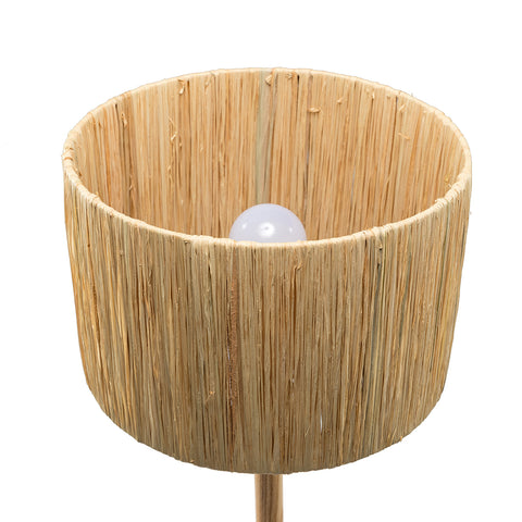 Misty Valley Solid Wood 21.3" Table Lamp with In-line Switch Control and Grass Made-Up Lampshade