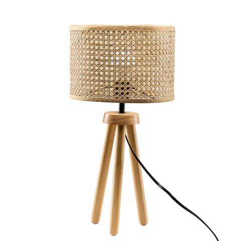Misty Valley Zen Concept Solid Wood Rattan 21.3" Table Lamp with In-line Switch Control