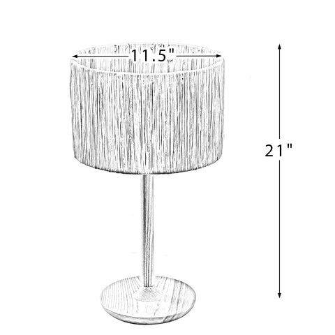 Misty Valley Solid Wood 21.3" Table Lamp with In-line Switch Control and Grass Made-Up Lampshade