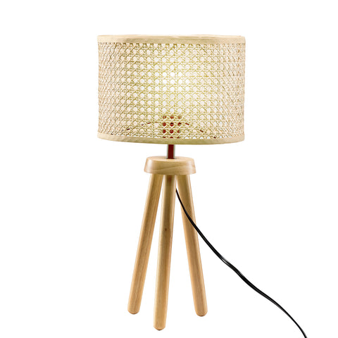 Misty Valley Zen Concept Solid Wood Rattan 21.3" Table Lamp with In-line Switch Control