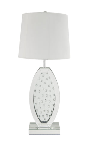 Misty Valley Nysa Clear Glass Drum Shade Table Lamp,Mirrored & Faux Crystals Lampshade