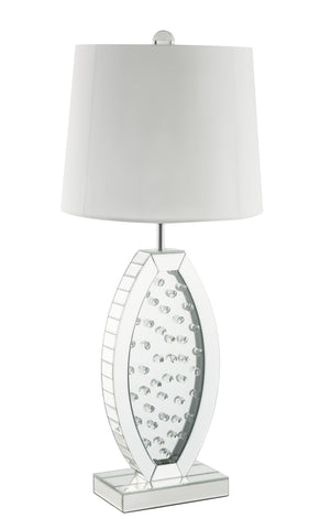 Misty Valley Nysa Clear Glass Drum Shade Table Lamp,Mirrored & Faux Crystals Lampshade
