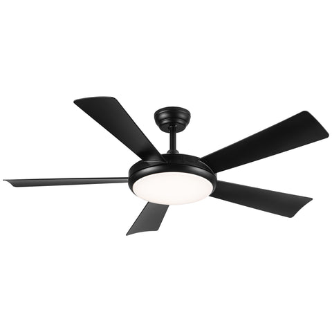 Misty Valley 52in. Modern Black LED Ceiling Fan With Light, 6-Speed and Remote Control