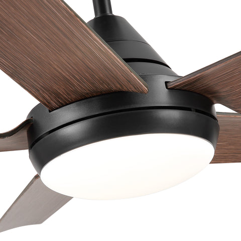 Misty Valley 48in. Modern LED Brown Wood Blade Ceiling Fan with Light, Remote Control