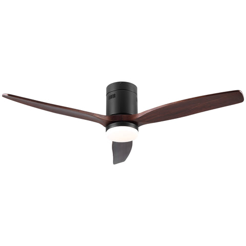 Misty Valley 52in. LED Modern Brown Solid Wood Low Profile Ceiling Fan with Light