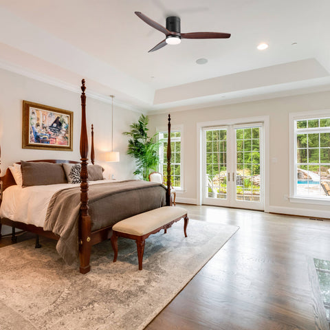 Misty Valley 52in. LED Modern Brown Solid Wood Low Profile Ceiling Fan with Light