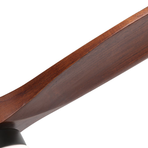 Misty Valley 52in. LED Modern Brown Solid Wood Low Profile Ceiling Fan with Light