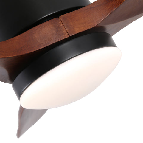 Misty Valley 52in. LED Modern Brown Solid Wood Low Profile Ceiling Fan with Light