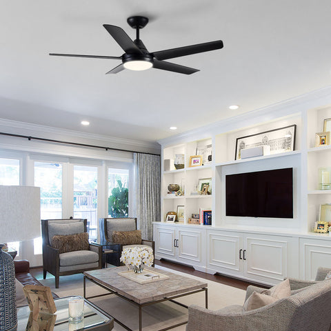 Misty Valley 48in. Integrated LED  Modern Black Ceiling Fan with Light,Remote Control