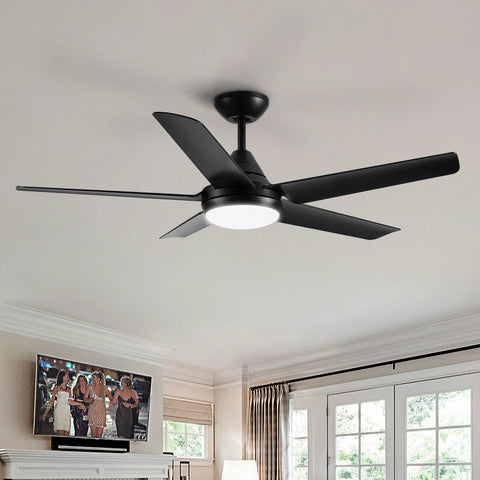 Misty Valley 48in. Integrated LED  Modern Black Ceiling Fan with Light,Remote Control