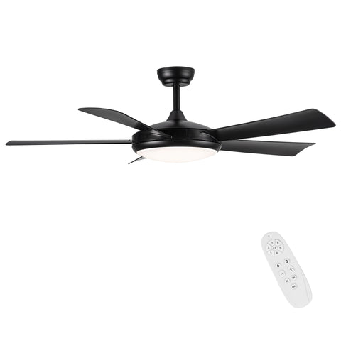 Misty Valley 52in. Modern Black LED Ceiling Fan With Light, 6-Speed and Remote Control