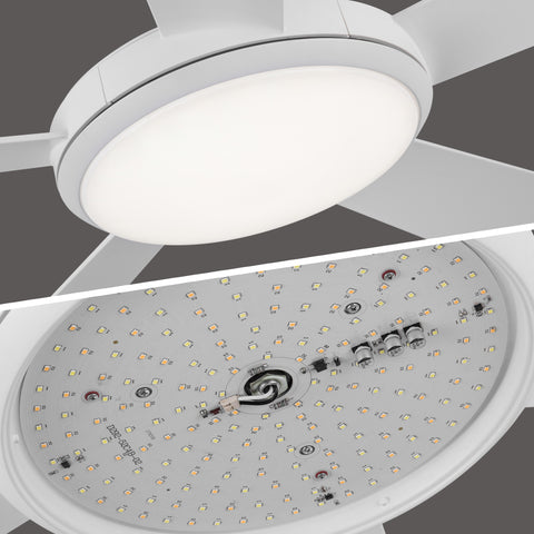 Misty Valley 52in. integrated LED Indoor Modern Quiet White Ceiling Fan with Light,Reversible Blade