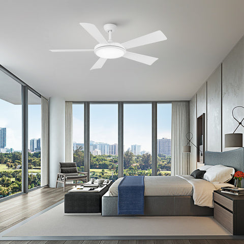 Misty Valley 52in. integrated LED Indoor Modern Quiet White Ceiling Fan with Light,Reversible Blade