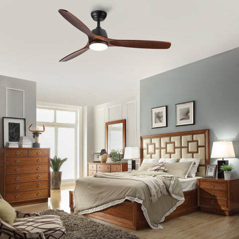 Misty Valley 52in. Modern Solid Wood Integrated LED Ceiling Fan with 6-Speed Reversible Blades