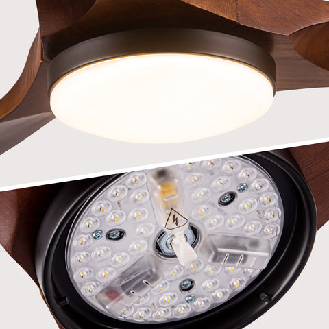 Misty Valley 52in. Modern Solid Wood Integrated LED Ceiling Fan with 6-Speed Reversible Blades