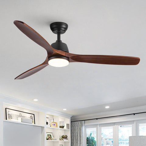 Misty Valley 52in. Modern Solid Wood Integrated LED Ceiling Fan with 6-Speed Reversible Blades