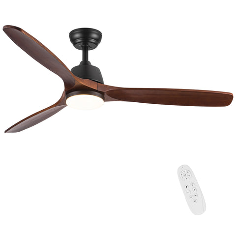 Misty Valley 52in. Modern Solid Wood Integrated LED Ceiling Fan with 6-Speed Reversible Blades