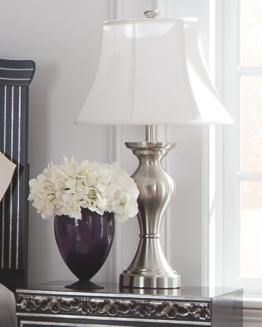 Misty Valley Rishona Brushed Silver Finish Casual Table Lamp (Set of 2)