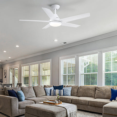 Misty Valley 48in. Integrated LED Modern White Ceiling Fan with 5 ABS Blade