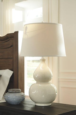 Misty Valley Saffi Cream Contemporary Elegance Double Gourd Shaped Base Table Lamp