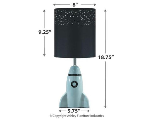 Misty Valley Cale Gray+Black Contemporary Rocket Themed Bedside Lamp, Table Lamp for Kid's Room